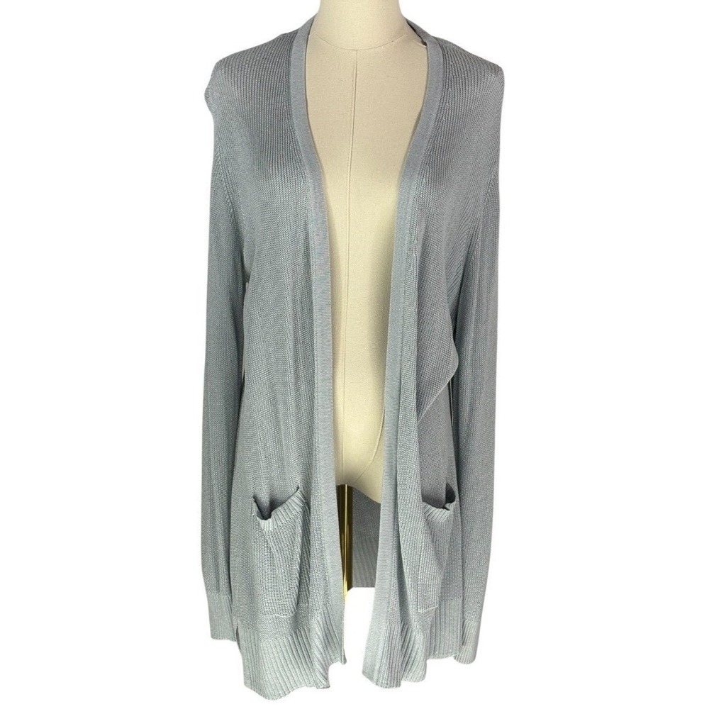 Nine West Cardigan Light Gray Marl Open Front 100% Rayon XXL